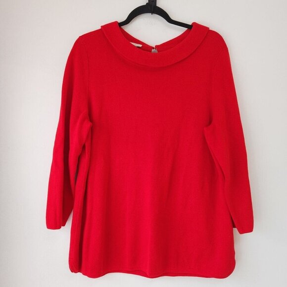 Talbots Woman Bright Red Knit Sweater Long Sleeve Holiday Christmas Size 1X - Picture 1 of 8